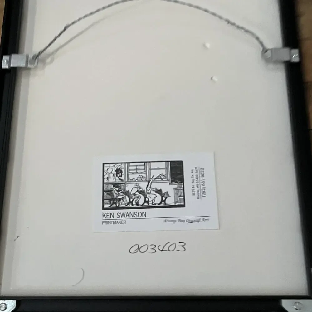 Ken Swanson Linoleum Block Print 3/100 Framed 11x14